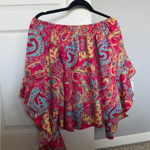 Vibrant Off-Shoulder Paisley Top
